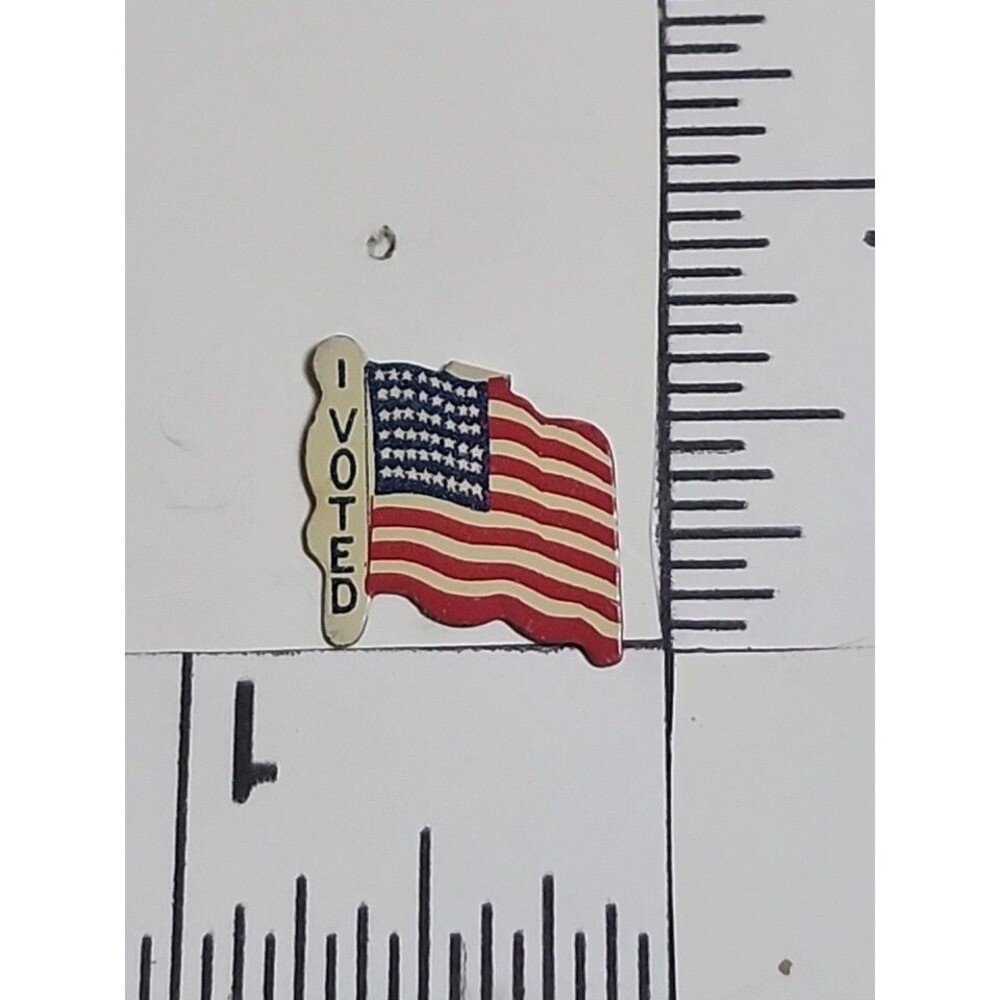 Vintage “I Voted” Metal Tab Pin Patriotic Flag L.J. Imber Chicago Collectible